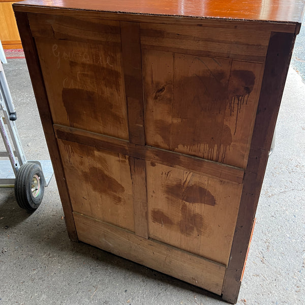 Meuble classeur à rideaux double en placage chêne - Années 40/50