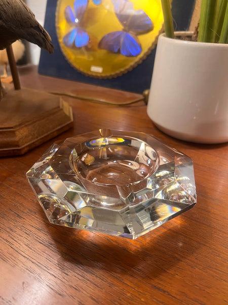 Cendrier vintage en cristal octogonal Val Saint Lambert