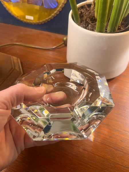 Cendrier vintage en cristal octogonal Val Saint Lambert