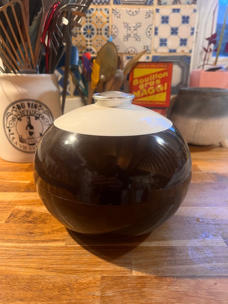 Seau à glaçon vintage marron et blanc - Années 70/80