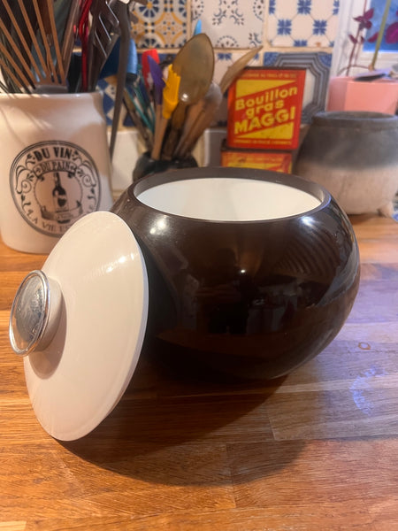Seau à glaçon vintage marron et blanc - Années 70/80