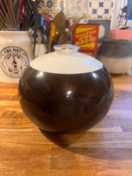 Seau à glaçon vintage marron et blanc - Années 70/80