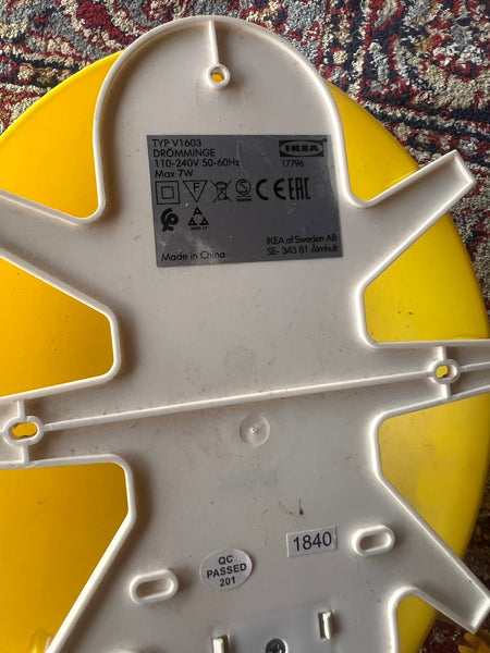 Applique vintage Ikea DRÖMMINGE jaune par Sarah Fager - Années 90