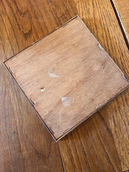 Dessous de plat vintage en bois et céramique