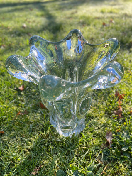 Grand vase en cristal de Vannes vintage dit Tête de girafe - 1950