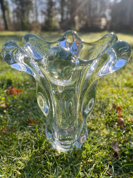 Grand vase en cristal de Vannes vintage dit Tête de girafe - 1950