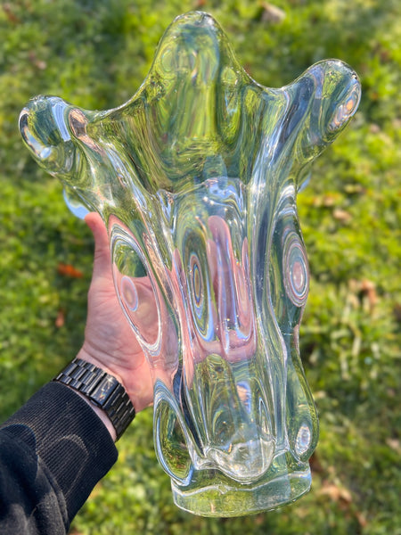 Grand vase en cristal de Vannes vintage dit Tête de girafe - 1950