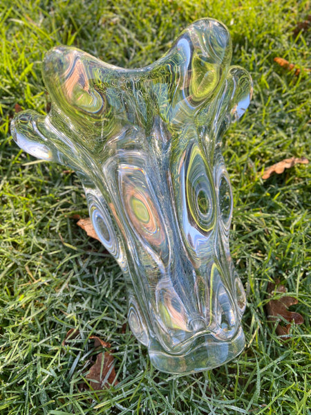 Grand vase en cristal de Vannes vintage dit Tête de girafe - 1950