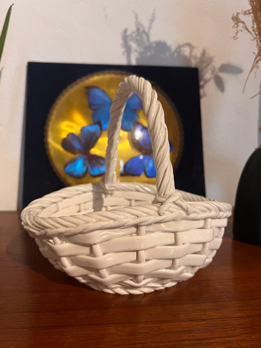 Petit Panier Céramique Joli – Décoratif, 17x12x7 Cm, Occasion
