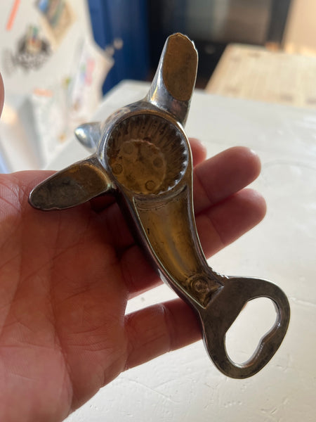 Otarie ou phoque décapsuleur / ouvre-bouteille vintage en métal argenté