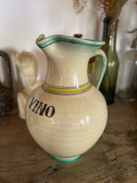 Pichet / cruche à anse vintage Vino en céramique émaillée de Toledo - Espagne
