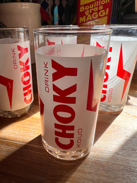 4 verres de bistrot vintages Buvez Choky Glacé - 12cm - Années 80