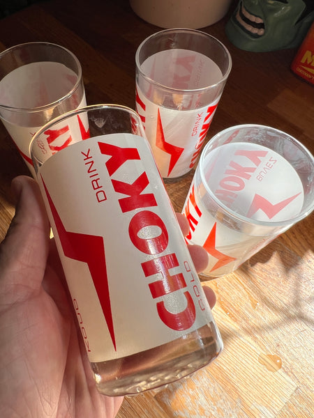 4 verres de bistrot vintages Buvez Choky Glacé - 12cm - Années 80