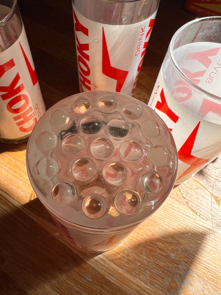 4 verres de bistrot vintages Buvez Choky Glacé - 12cm - Années 80