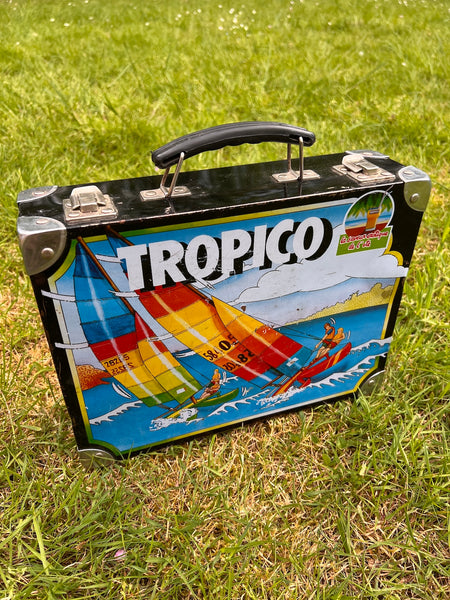Valise publicitaire vintage Tropico en métal - Années 80