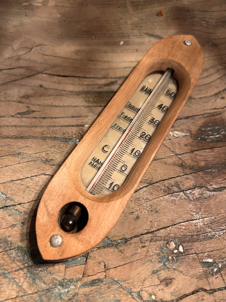 Thermomètre de bain en bois vintage