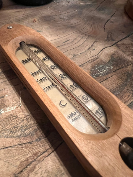 Thermomètre de bain en bois vintage