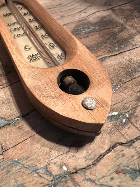 Thermomètre de bain en bois vintage