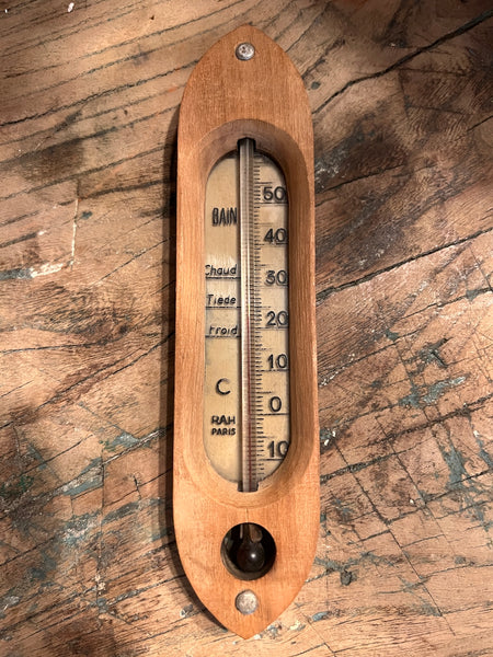Thermomètre de bain en bois vintage