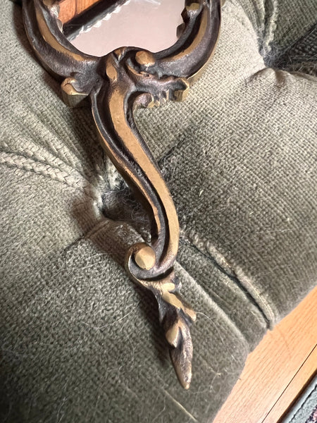 Miroir face à main vintage en bronze