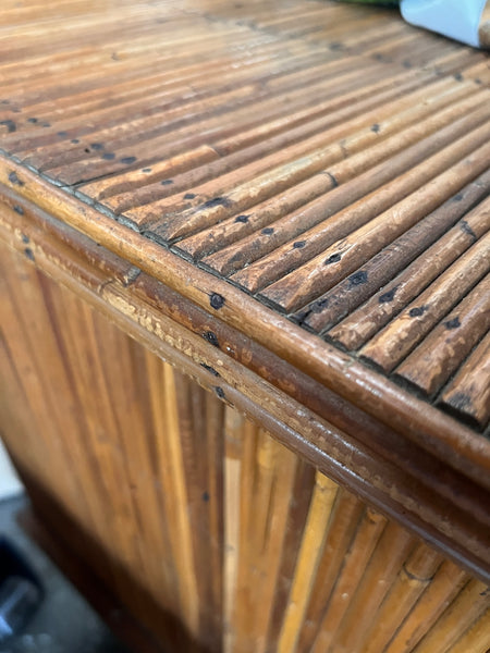 Console enfilade vintage en rotin et bambou fendus par Adrien Audoux & Frida Minet - 1950