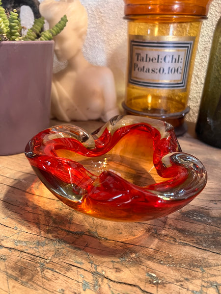 Cendrier vintage en verre soufflé de Murano - Italy - Années 70