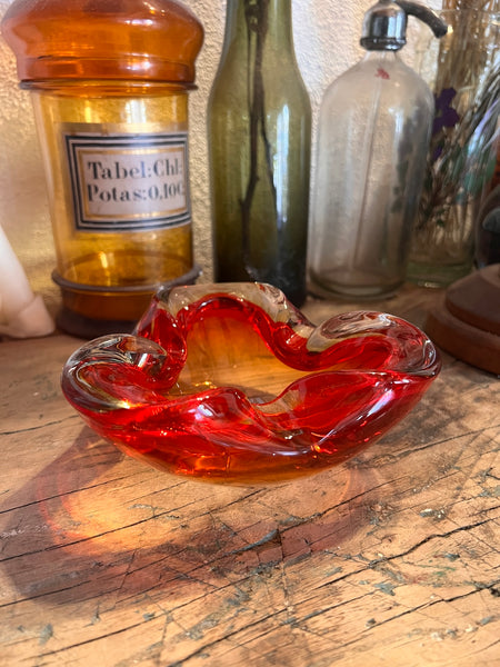 Cendrier vintage en verre soufflé de Murano - Italy - Années 70