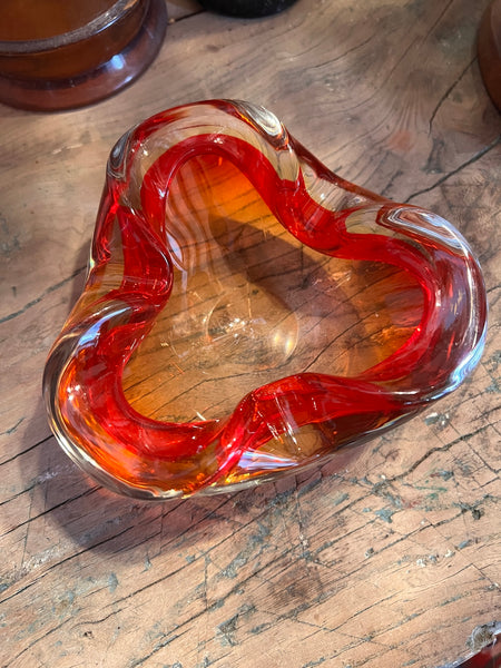 Cendrier vintage en verre soufflé de Murano - Italy - Années 70