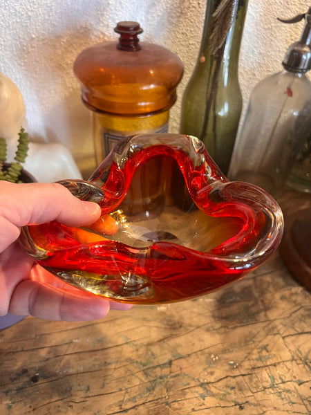 Cendrier vintage en verre soufflé de Murano - Italy - Années 70