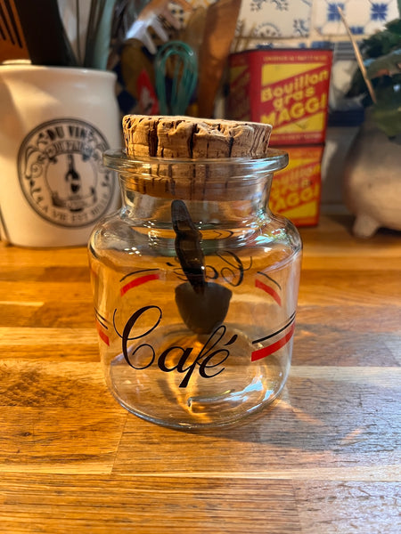 Pot à café moulu vintage au couvercle en liège