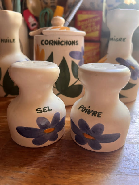 Service à condiments vintage 5 pièces en céramique dans le goût de la Poterie du Marais