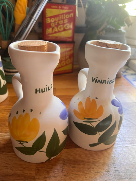 Service à condiments vintage 5 pièces en céramique dans le goût de la Poterie du Marais