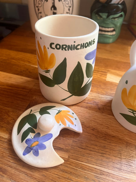 Service à condiments vintage 5 pièces en céramique dans le goût de la Poterie du Marais