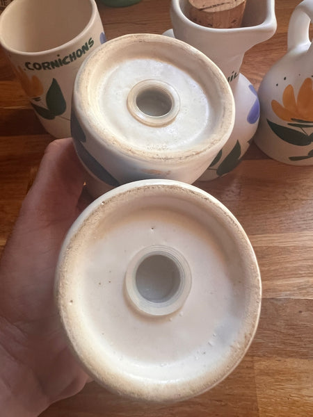 Service à condiments vintage 5 pièces en céramique dans le goût de la Poterie du Marais