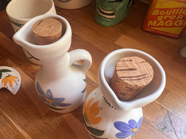 Service à condiments vintage 5 pièces en céramique dans le goût de la Poterie du Marais
