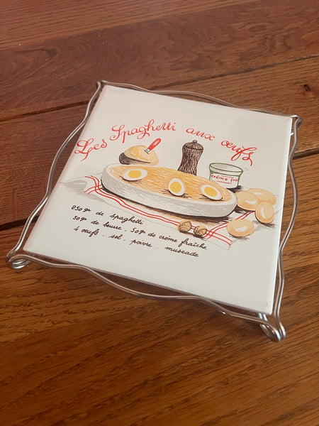 Dessous de plat vintage Les Spaghettis aux oeufs 17x17cm