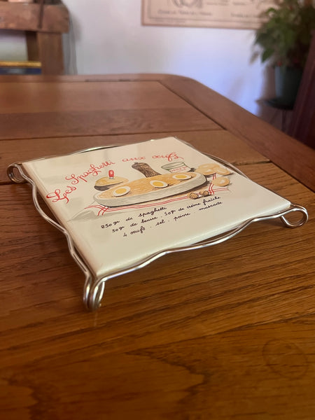 Dessous de plat vintage Les Spaghettis aux oeufs 17x17cm
