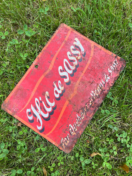 Plaque métallique vintage peinte à la main de course hippique Hic de Sassy (cheval) - Années 70/80