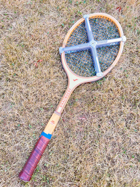 Raquette de tennis vintage en bois Snauwaert Fibre Wood Flex avec housse et tendeur Zephyr