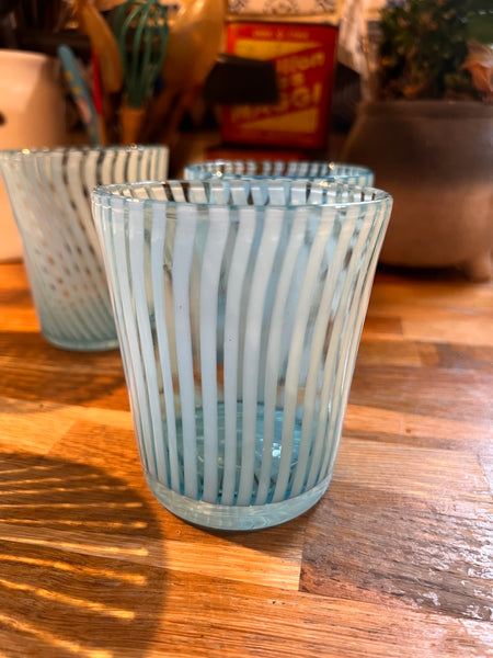 Service de 4 verres et 1 bol vintages en verre soufflé de Murano - Italy - Années 70