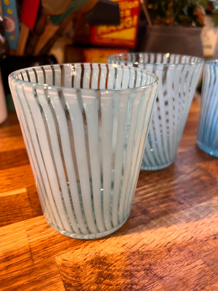 Service de 4 verres et 1 bol vintages en verre soufflé de Murano - Italy - Années 70