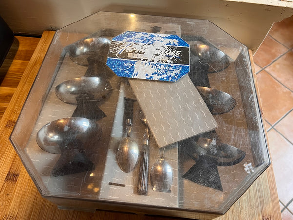 Service à glace / dessert vintage Harmoniques par Guy Degrenne inox et plastique - Années 80