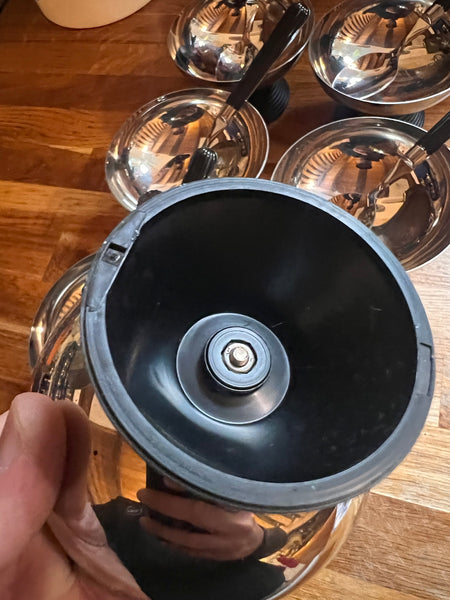 Service à glace / dessert vintage Harmoniques par Guy Degrenne inox et plastique - Années 80