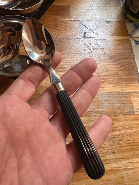 Service à glace / dessert vintage Harmoniques par Guy Degrenne inox et plastique - Années 80