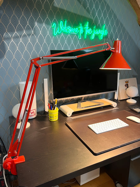 Lampe d'architecte articulée vintage Luxo L1 rouge par Jacob Jacobsen - 1970's