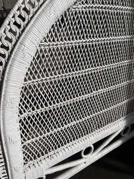 Tête de lit en osier et rotin blanc Shabby Chic 150cm