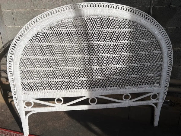 Tête de lit en osier et rotin blanc Shabby Chic 150cm