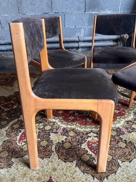 Lot de 4 chaises vintages style scandinave en hêtre