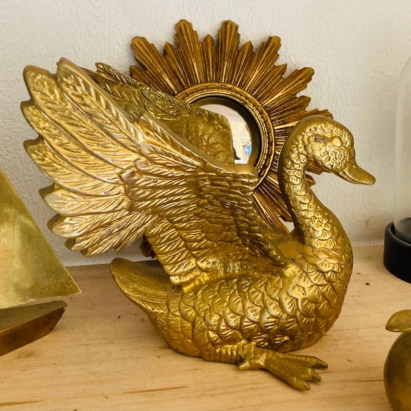 Le Sélectionneur - Cygne en laiton vintage hauteur 19cm