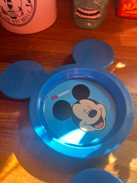 2 assiettes d'enfant en plastique bleu Michey - Disney - 2010